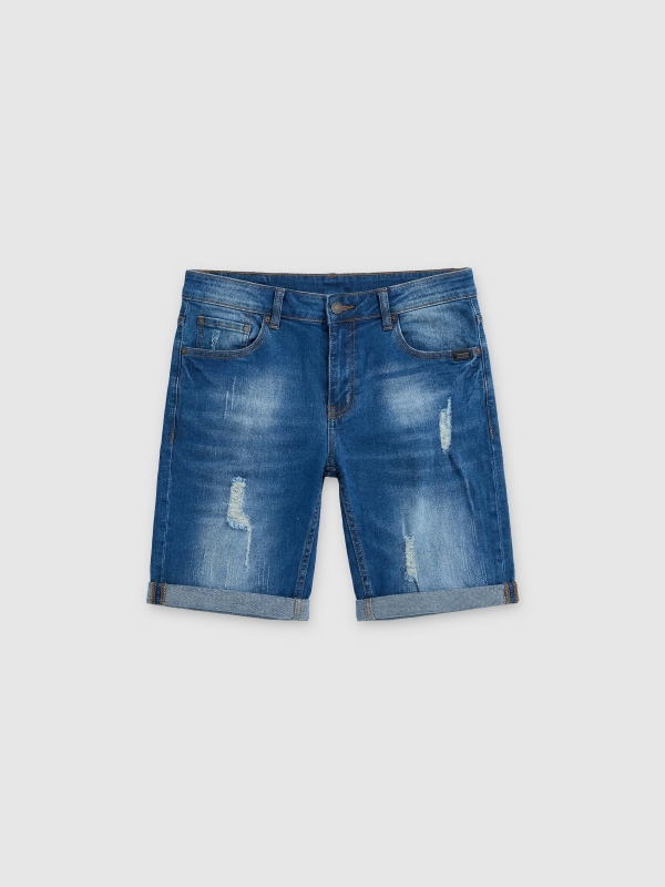  Bermuda jeans rasgados azul vista frontal