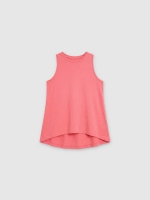 %Pto% Camiseta abertura nas costas rosa vista frontal