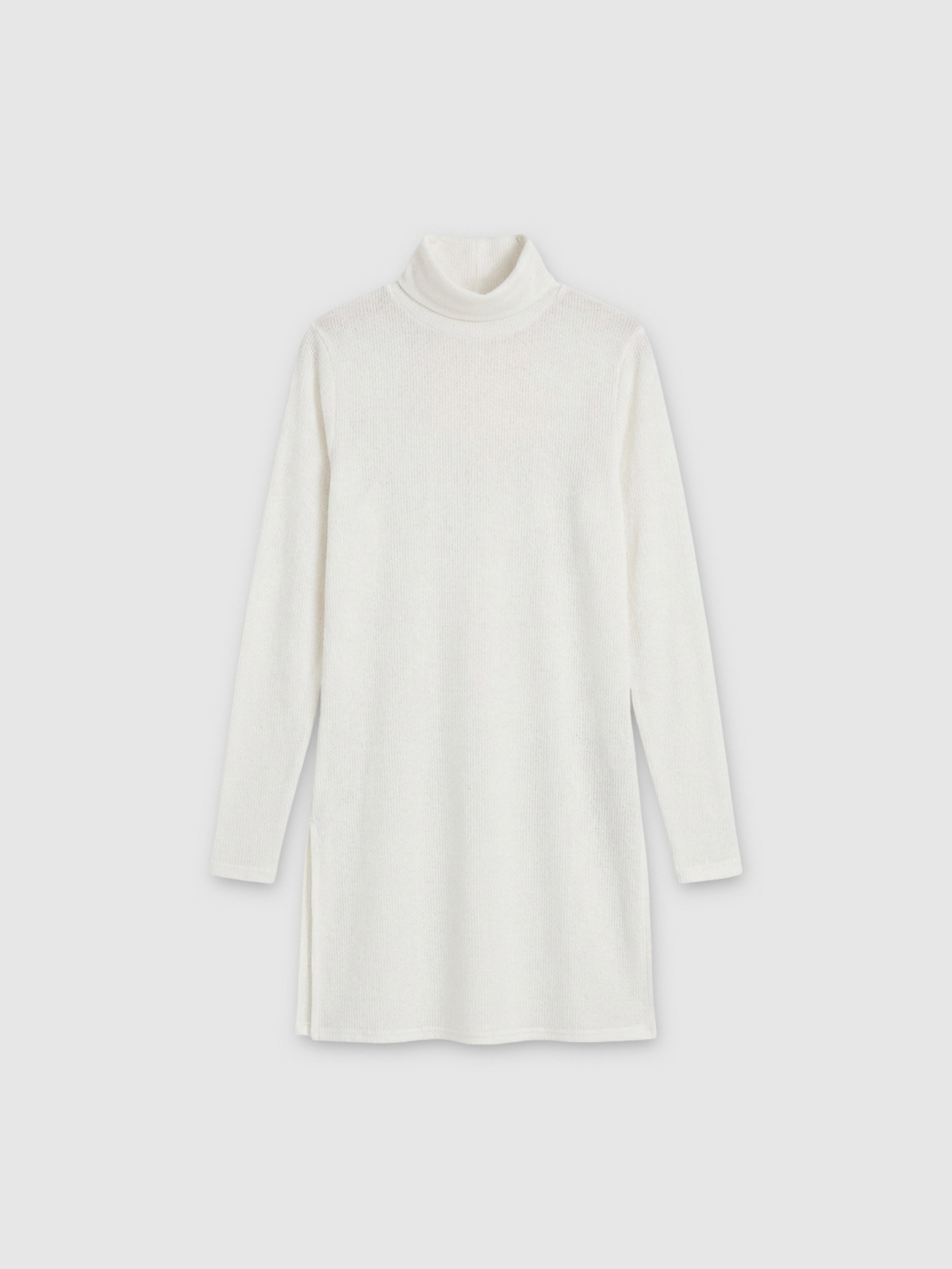 %Pto% Long slit jumper off white front view