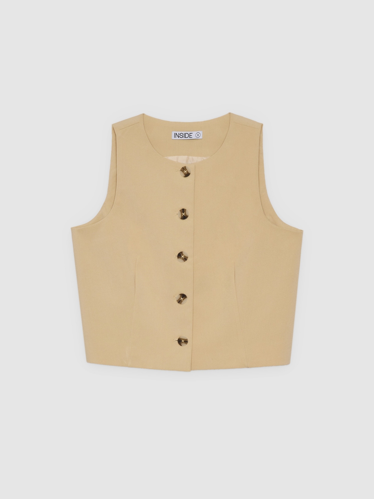 %Pto% Linen vest sand front view