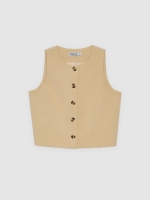 %Pto% Linen vest sand front view