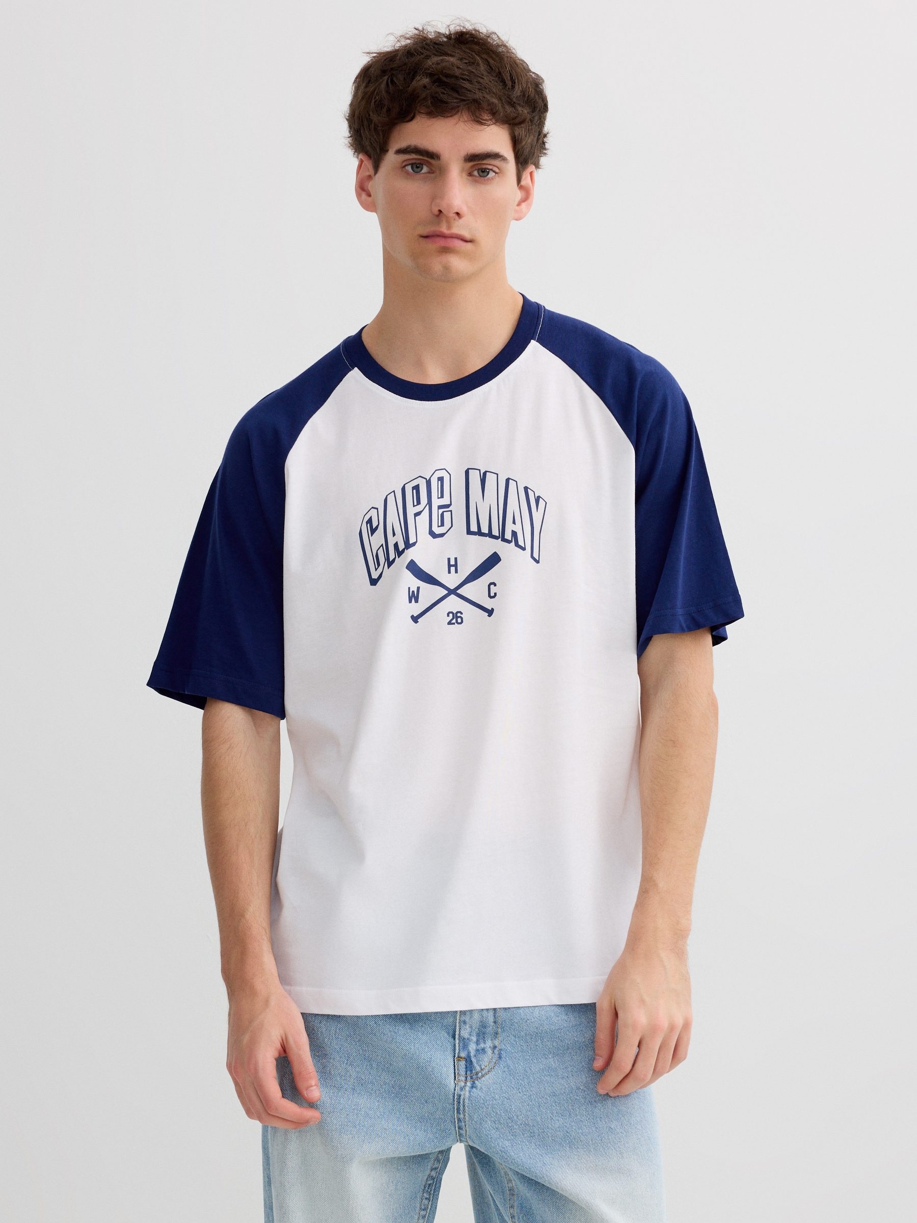 Cape May Raglan Sleeve T-shirt white middle front view