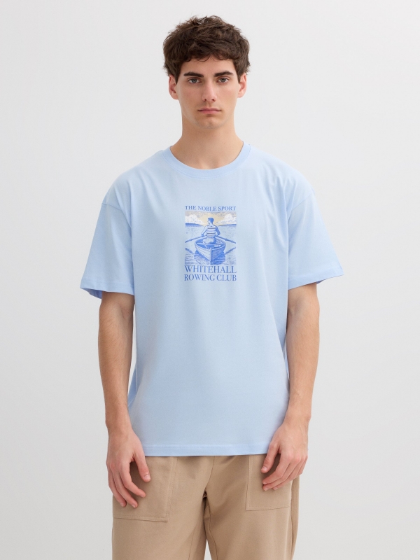 Camiseta Náutica Club Estampado azul claro vista media frontal