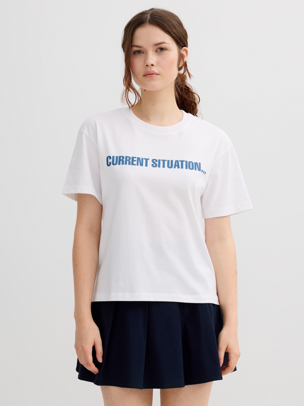 Camiseta Current Situation branco vista meia frontal