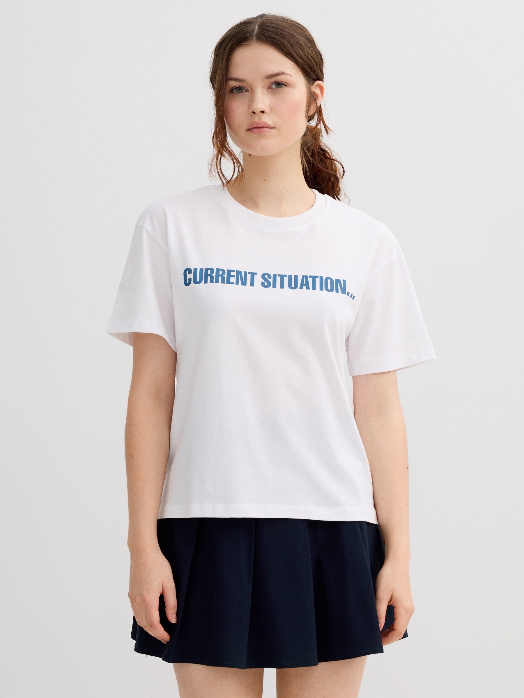 Camiseta Current Situation branco vista meia frontal