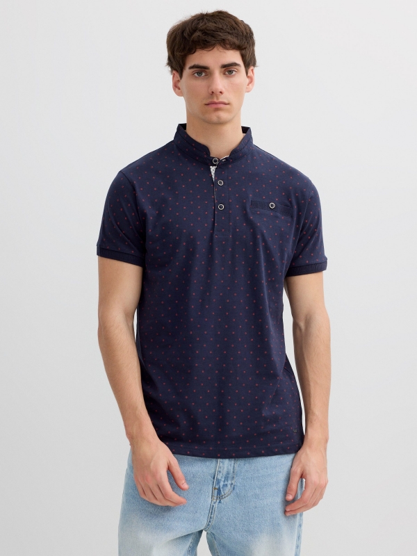 Mao collar polo pocket