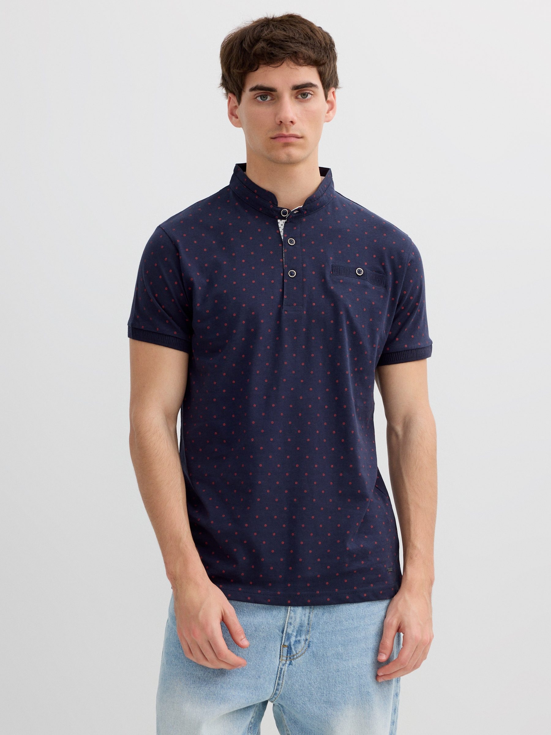 Polo gola mandarim bolso