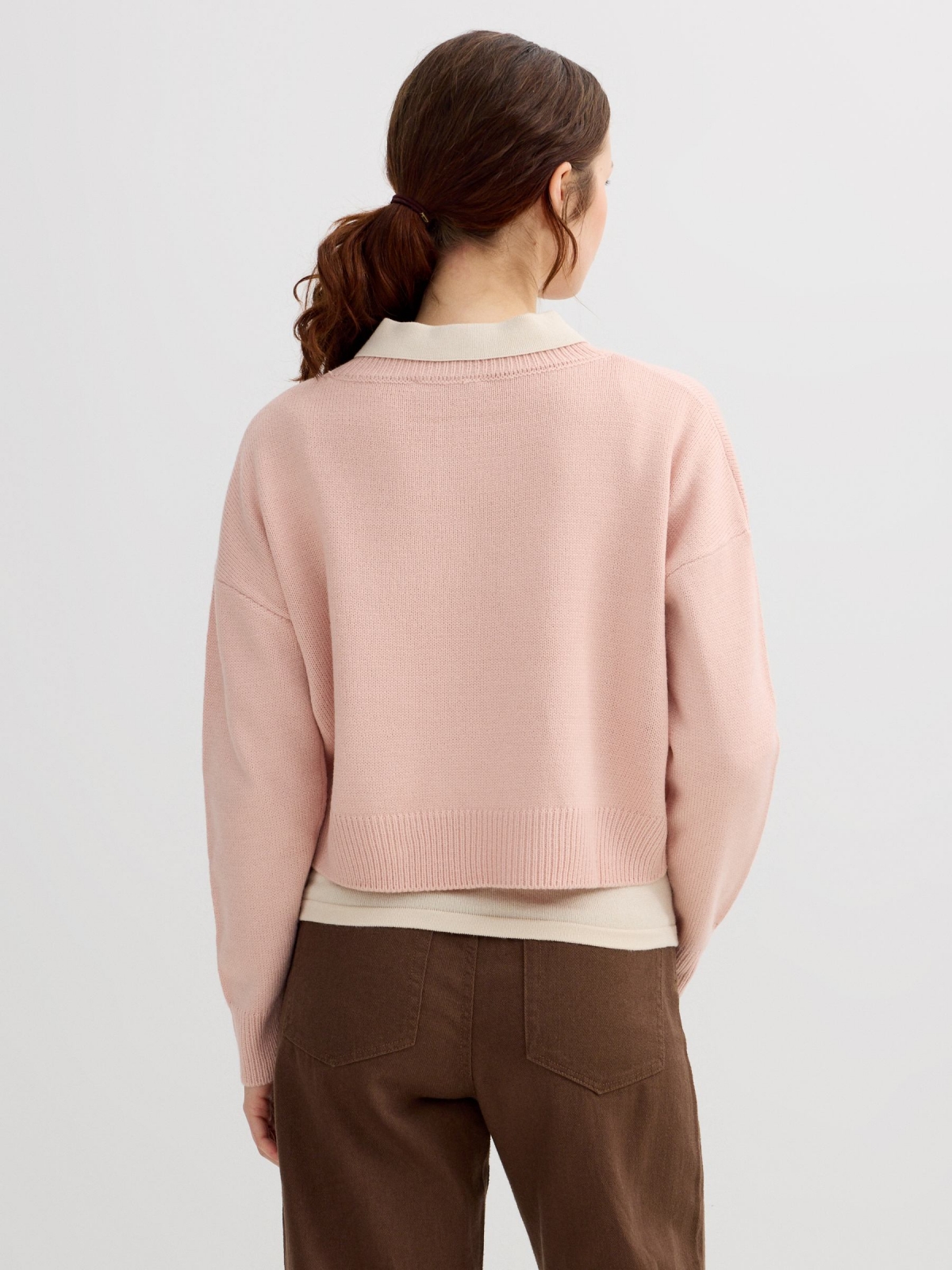 Crewneck jumper light pink middle back view