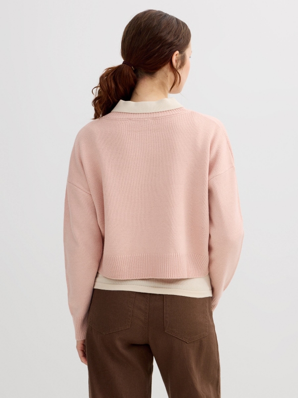 Crewneck jumper light pink middle back view