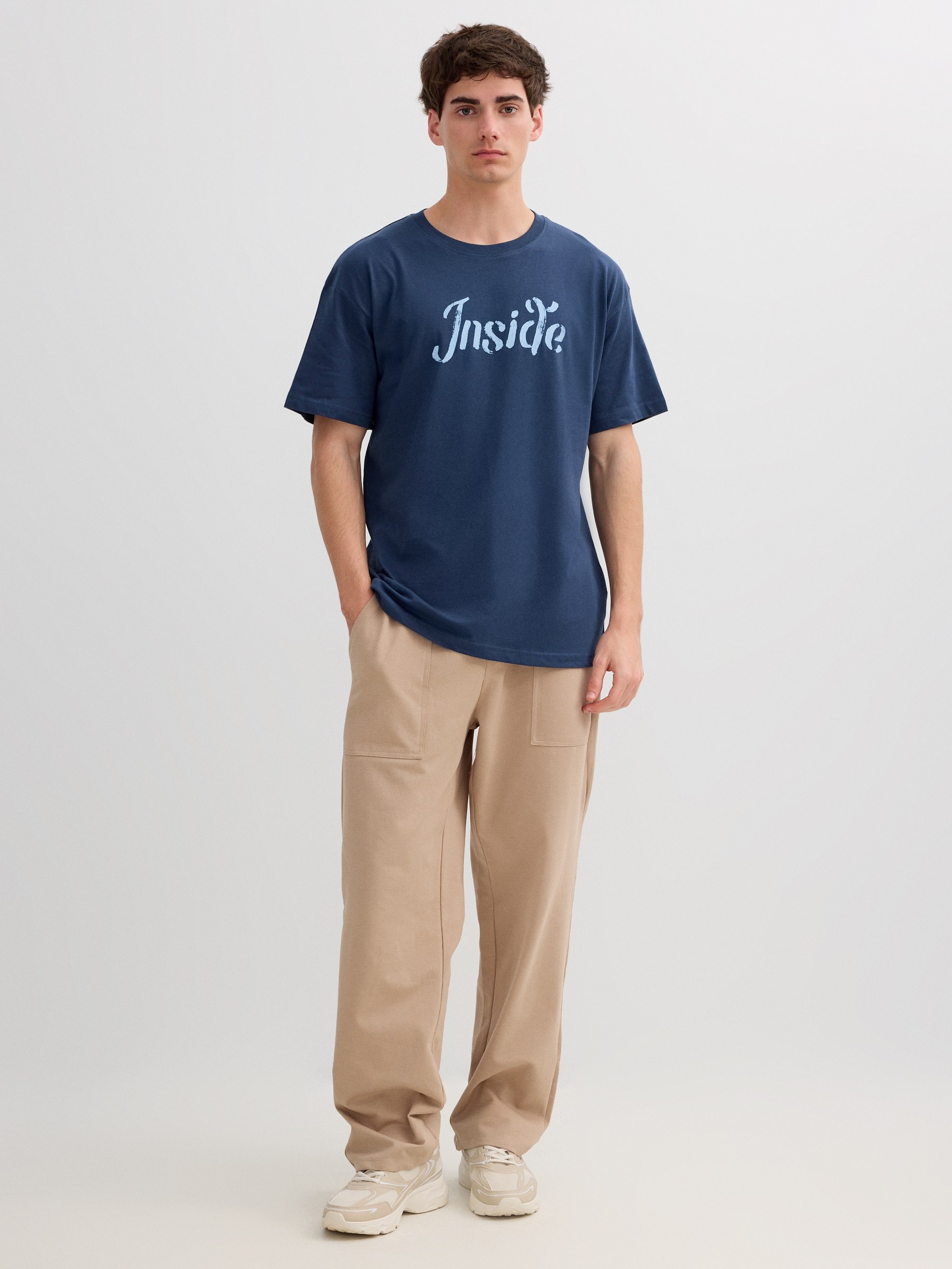 Camiseta Inside Manga Curta azul petróleo vista meia frontal