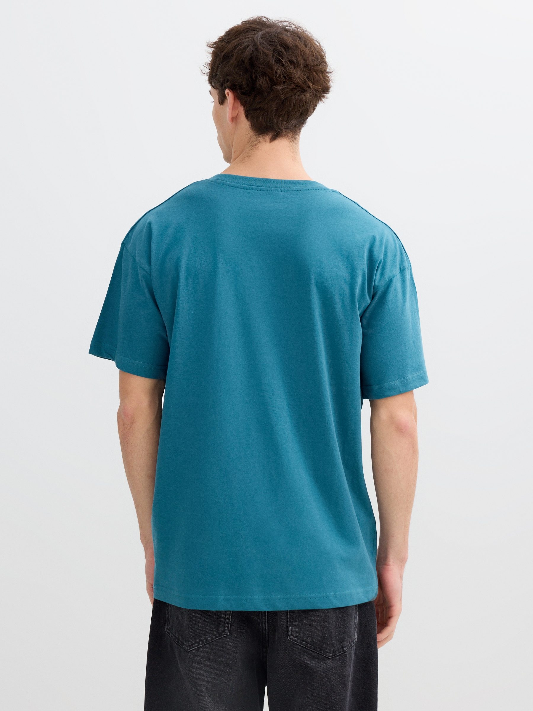 Camiseta rayas con texto Inside gráfico verde vista media frontal