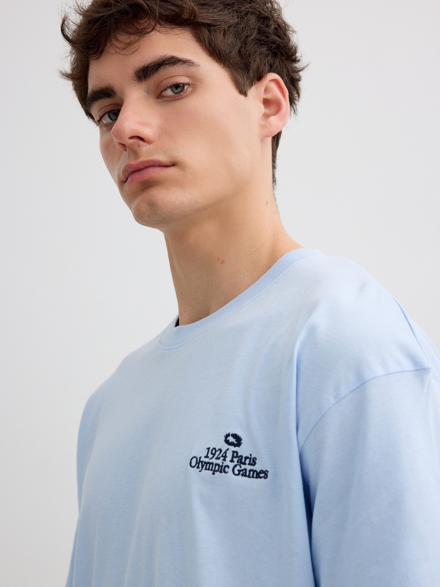 Olympic Games T-shirt light blue middle front view