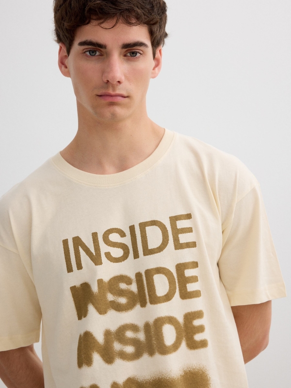 Striped t-shirt with graphic Inside text off white detail view