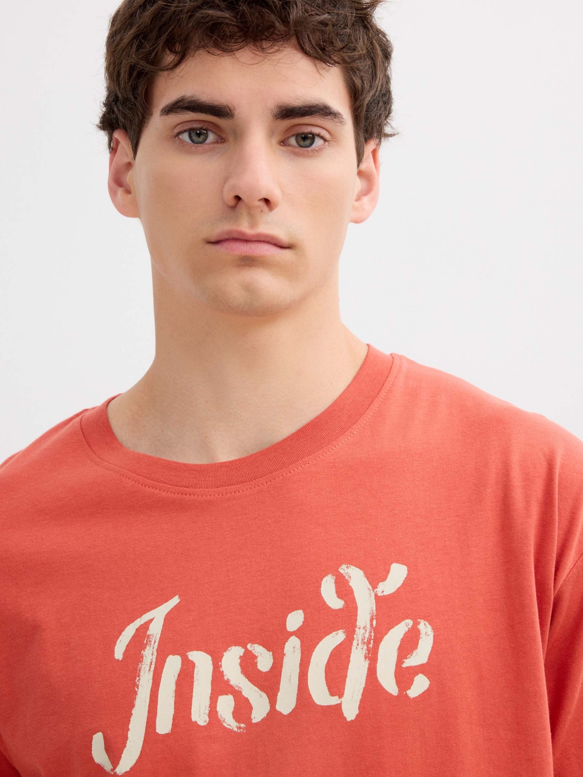Inside Short Sleeve T-Shirt brick red detail view