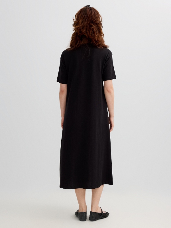 Basic maxi dress round neck black middle back view