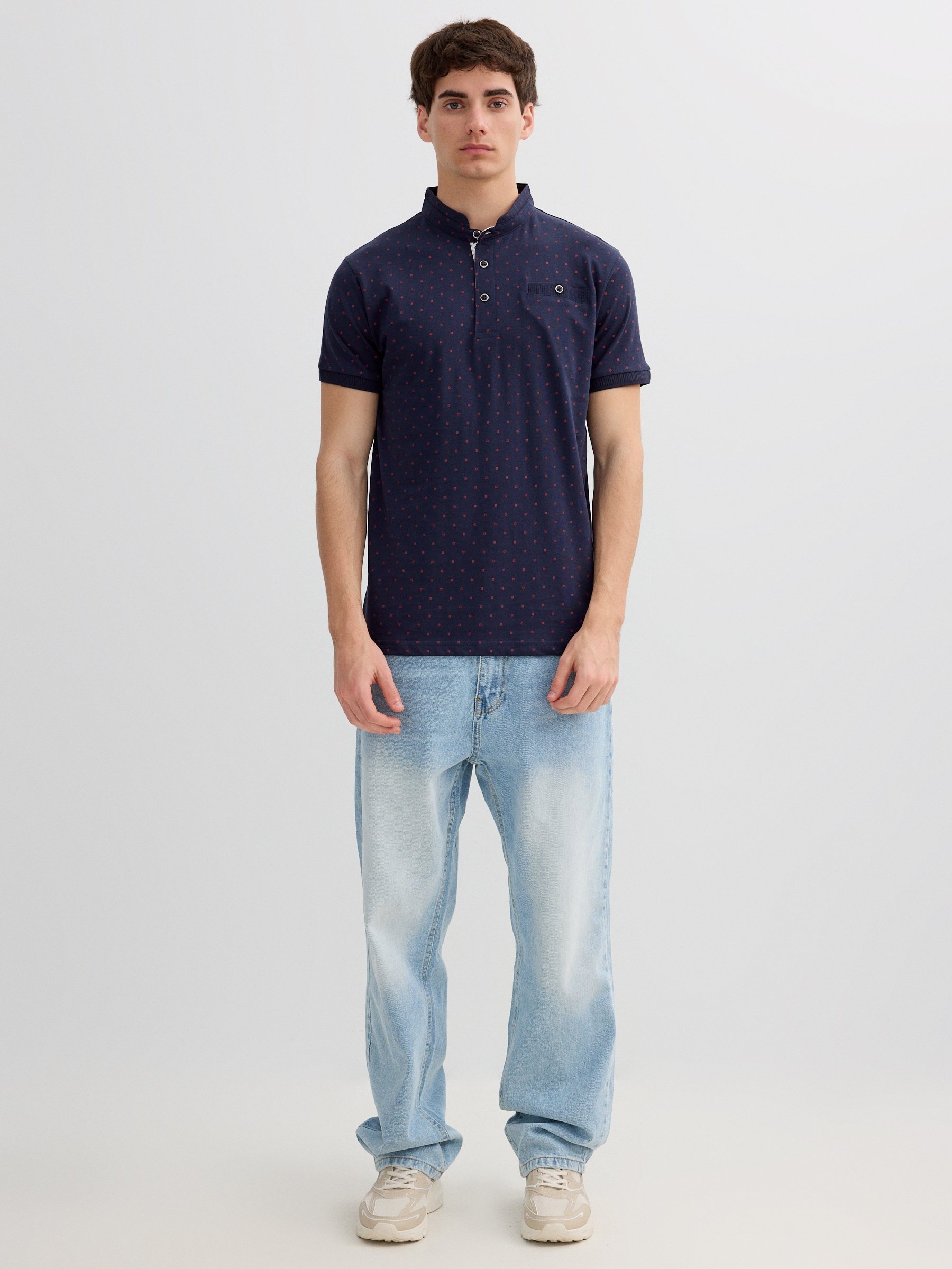 Polo gola mandarim bolso