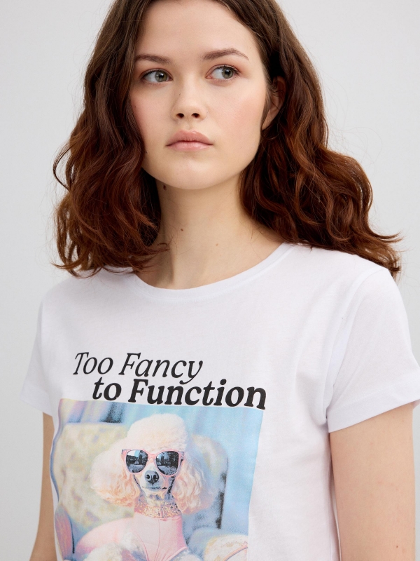 Fancy cotton t-shirt white detail view