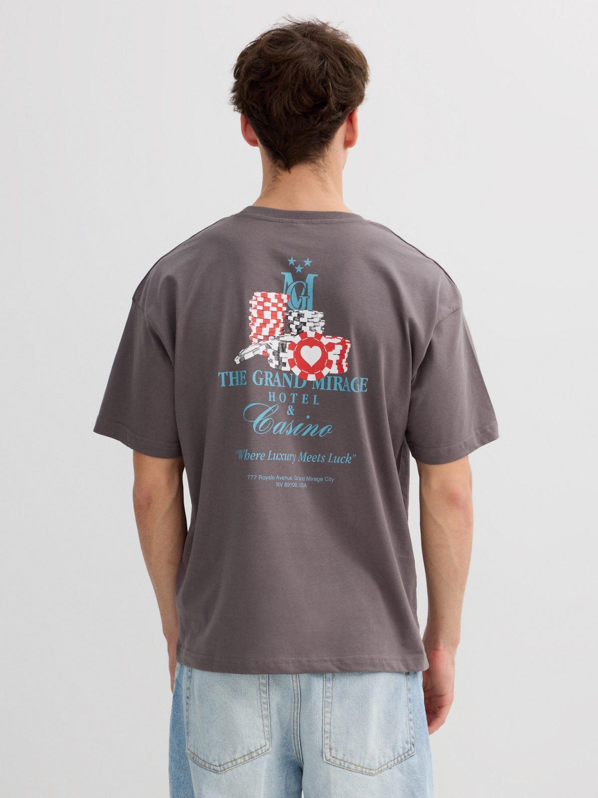 Camiseta Casino gris vista media trasera