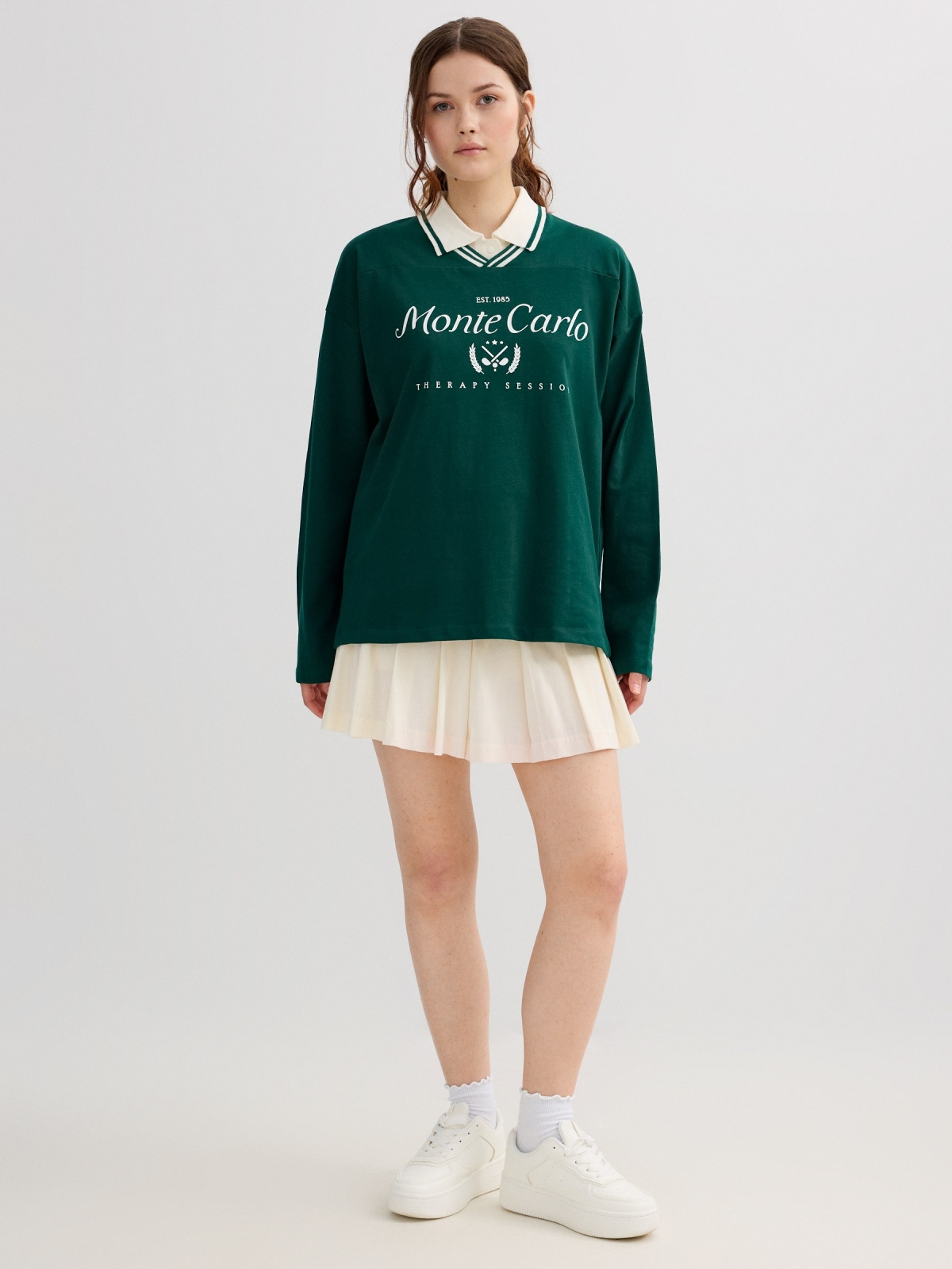 Camiseta Monte Carlo algodão verde escuro vista geral frontal