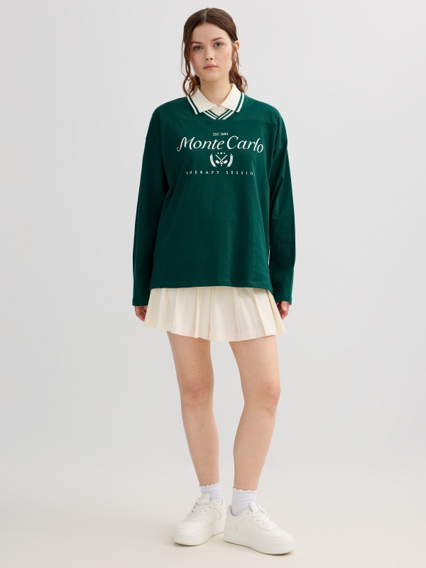 Monte Carlo cotton t-shirt dark green front view