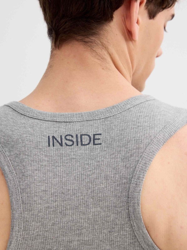 Basic ribbed tank top grey detail view
