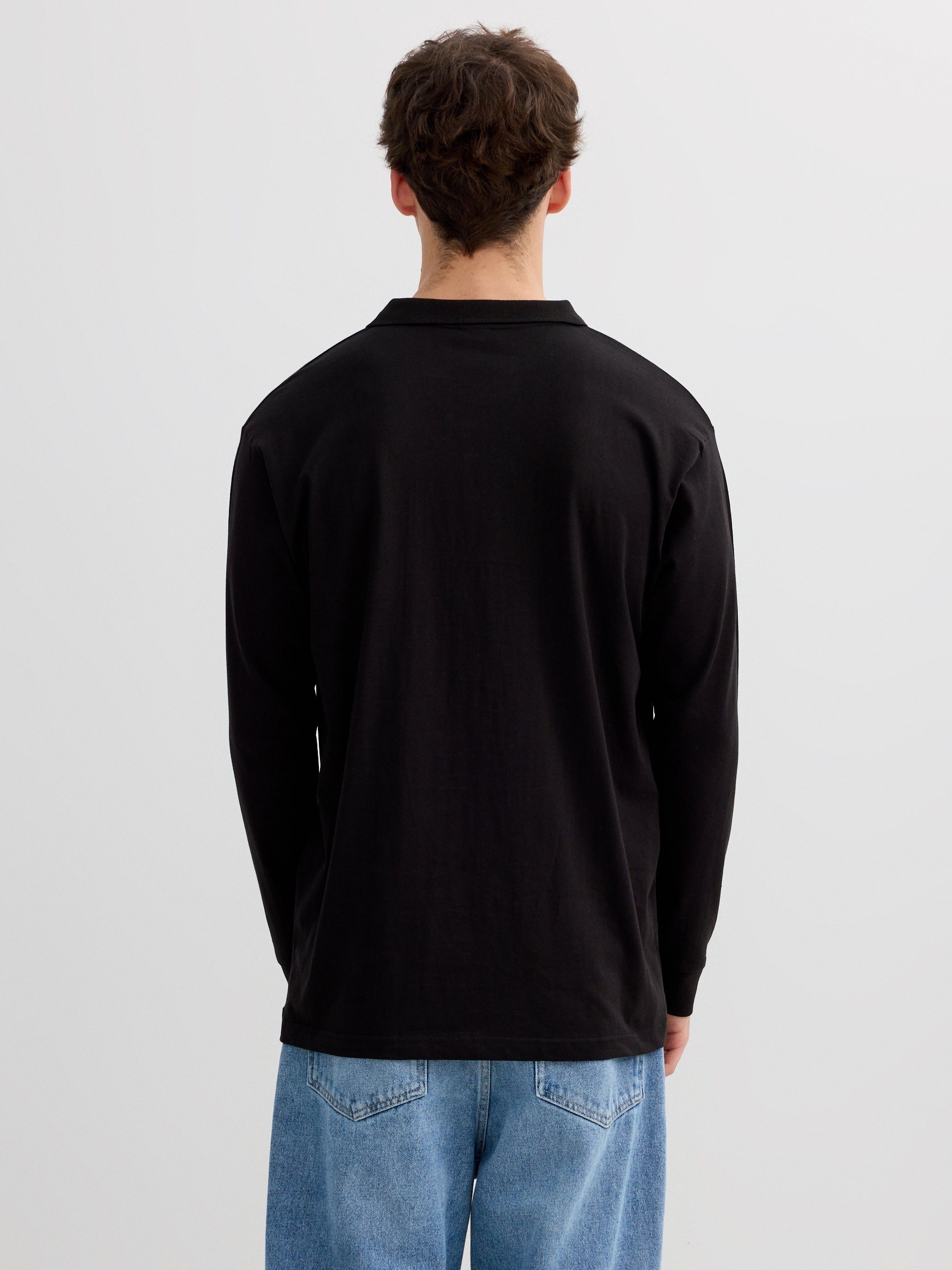 Long sleeve polo Unknown Club black middle front view