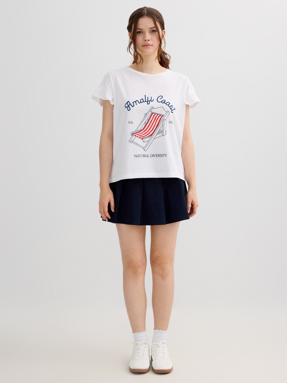 Camiseta volantes Amalfi Coast blanco vista general frontal