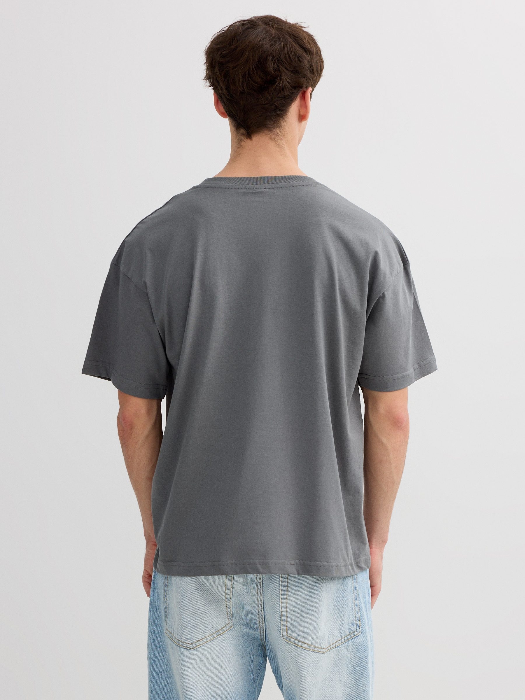 Camiseta retro teléfono gris vista media frontal