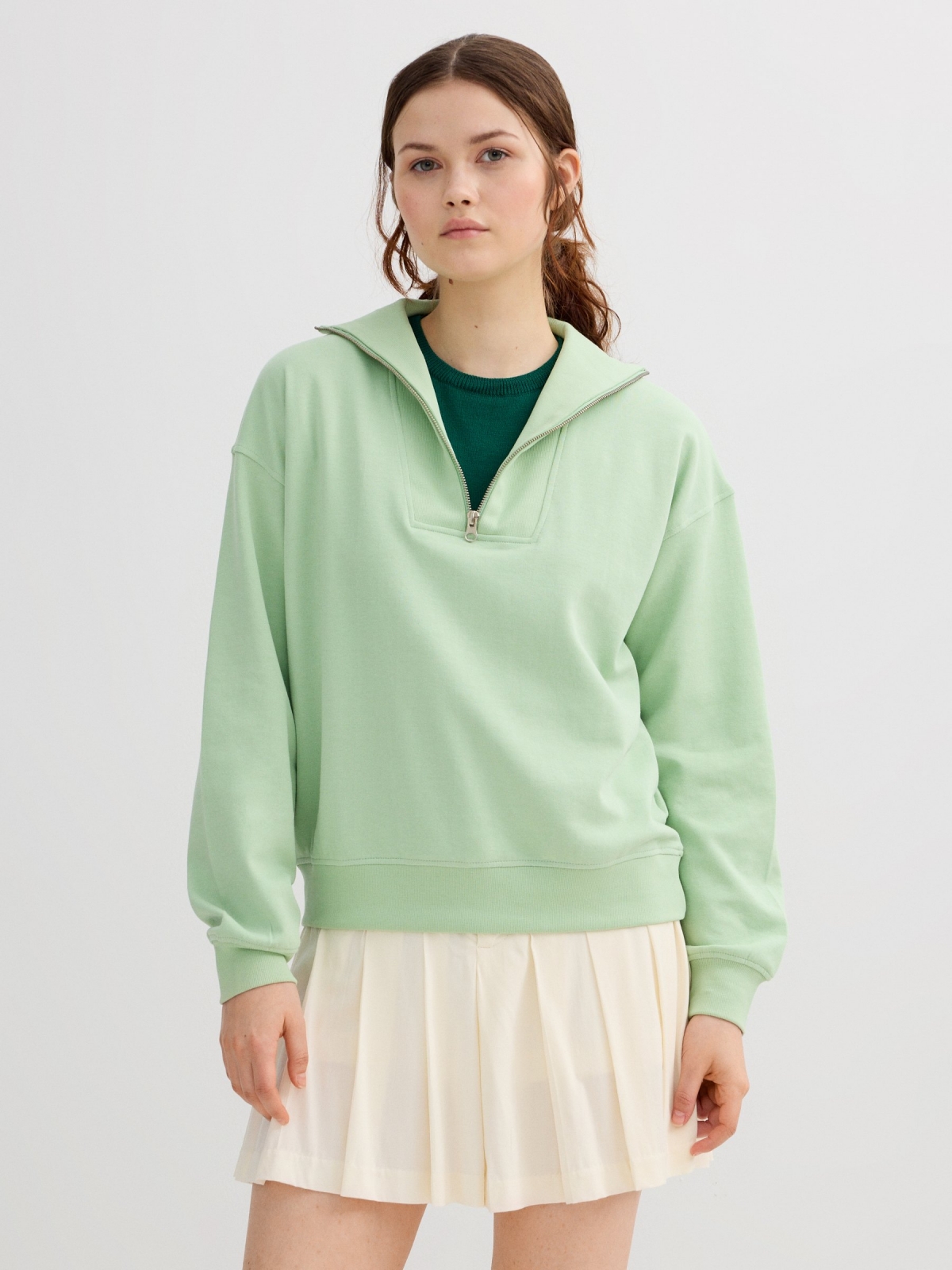 Perkins collar zip sweatshirt