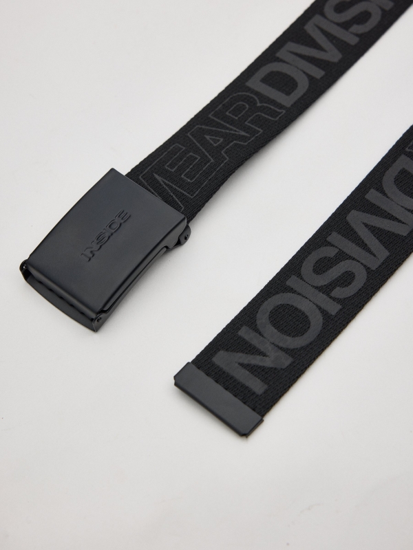 Canvas belt with buckle black zenithal view