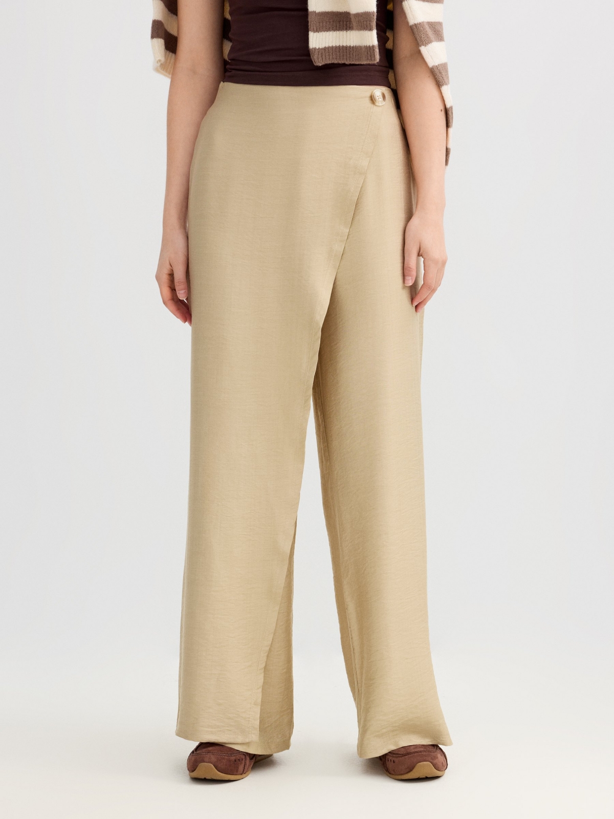 Fluid wrap pants sand middle front view