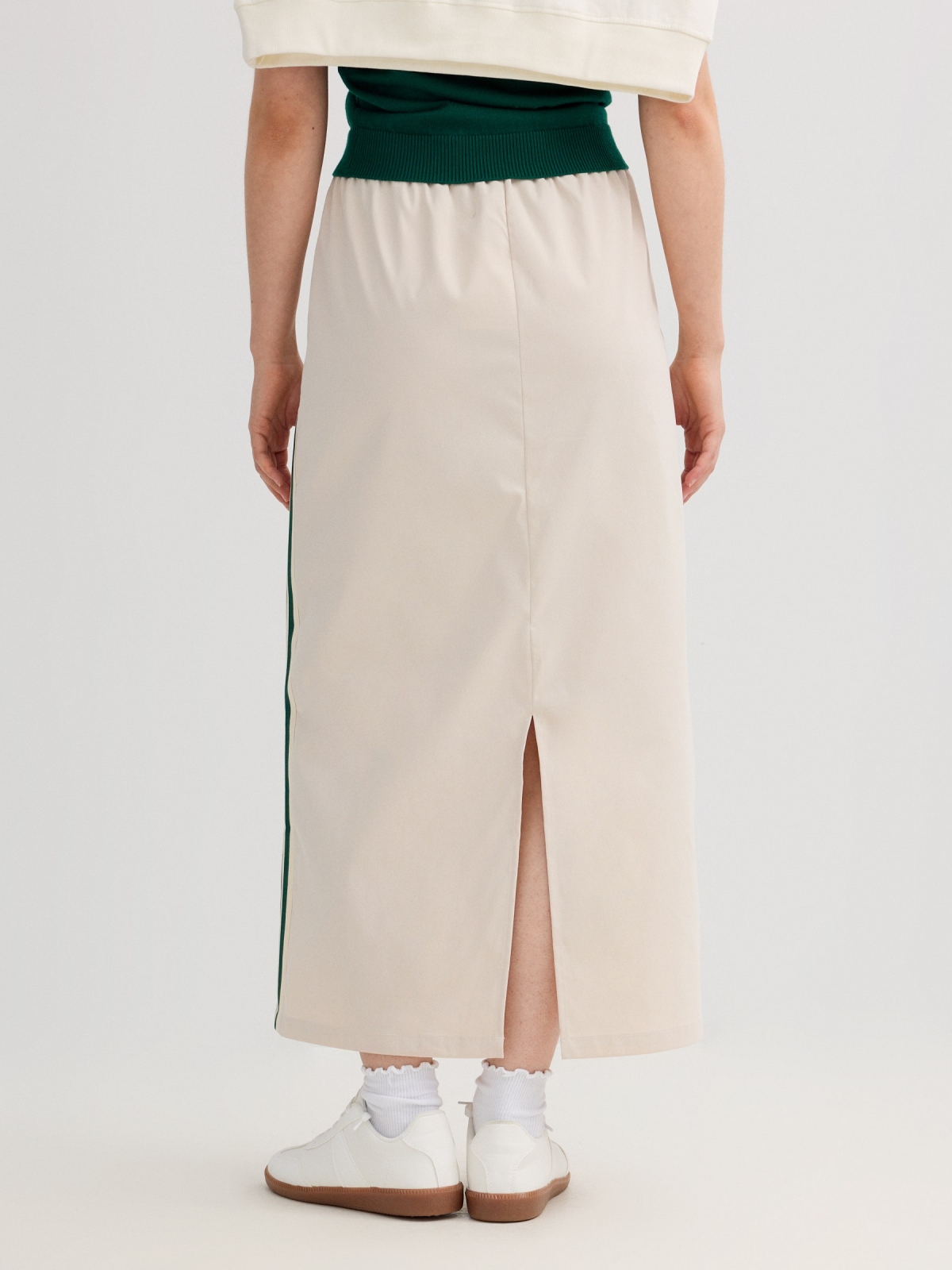Midi skirt with side band off white front view