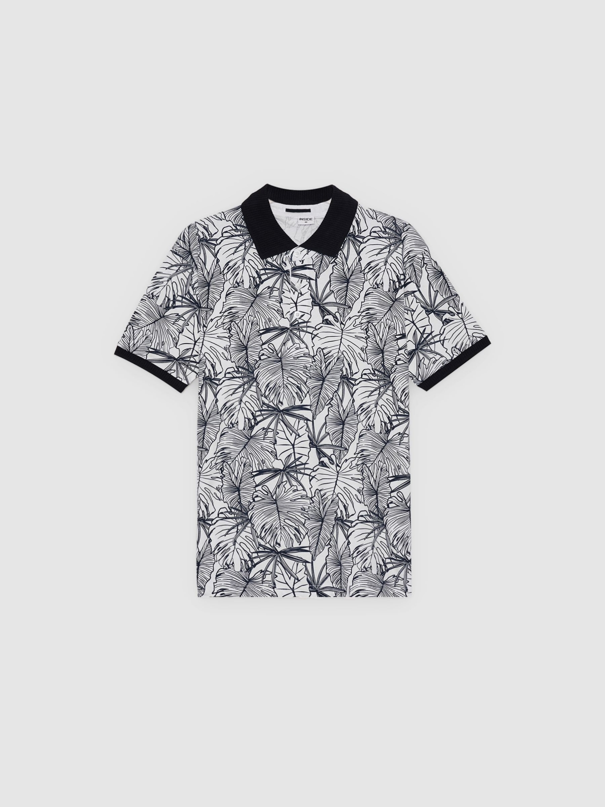 %Pto% Short-sleeve tropical polo white front view
