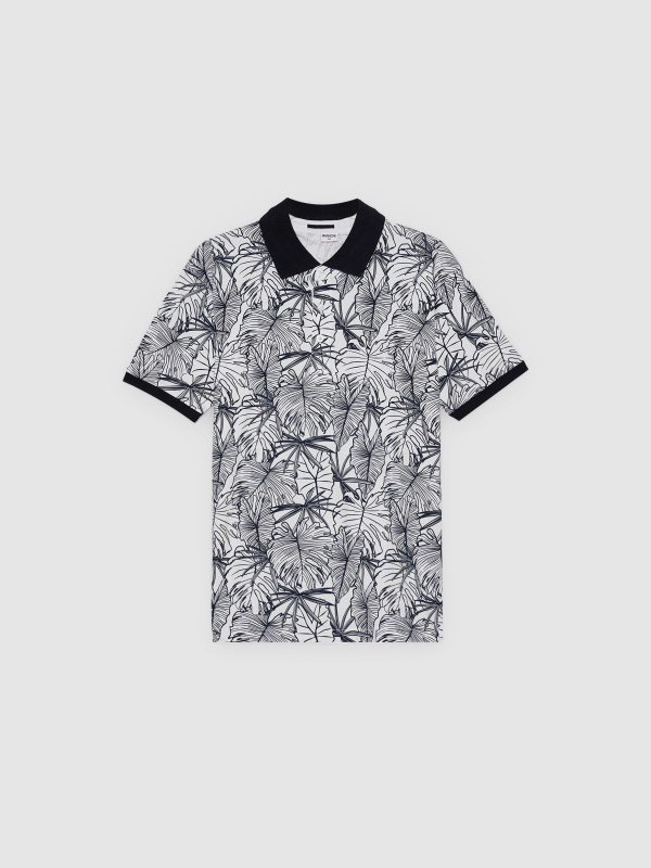  Short-sleeve tropical polo white front view