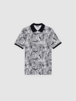 %Pto% Polo tropical de manga corta blanco vista frontal