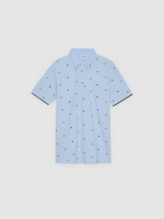 %Pto% Polo piqué azul com miniprint azul claro vista frontal