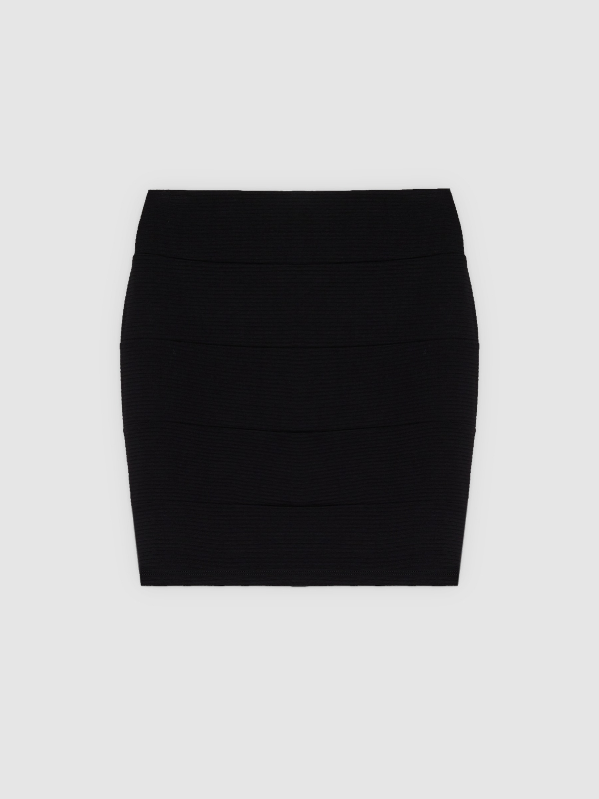 %Pto% Mini saia em painel preto preto vista frontal