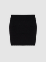 %Pto% Black mini paneled skirt black front view