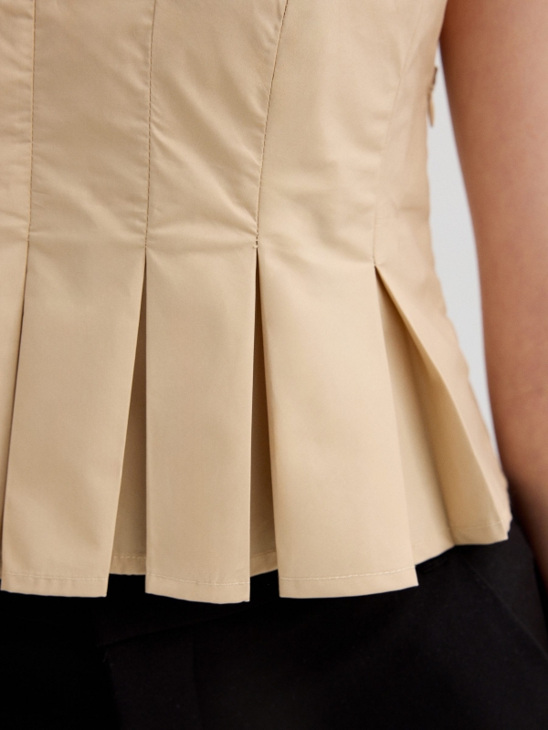 Pleated camisole with V-neck sand detail view