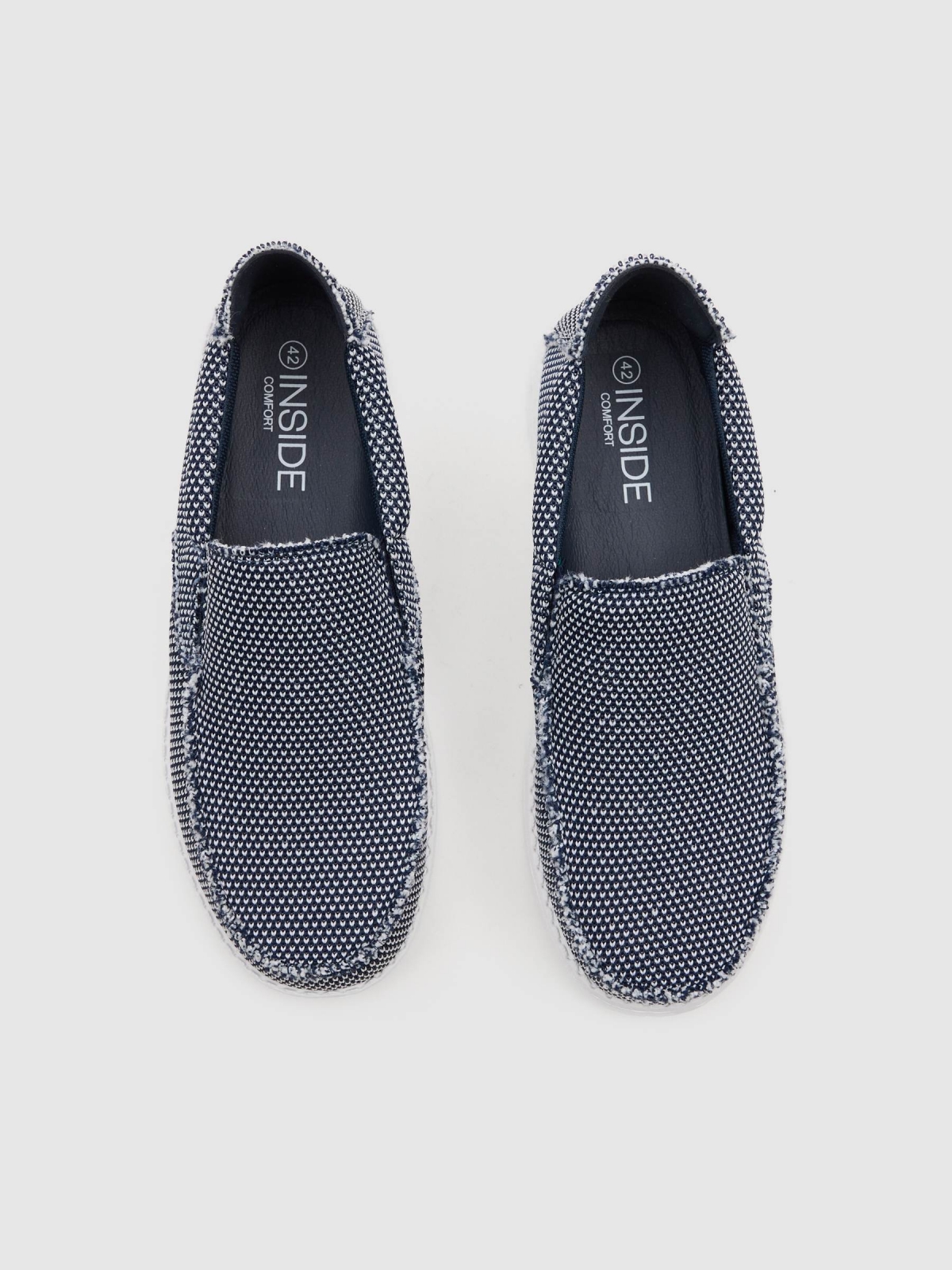 Canvas and nylon sport loafers blue zenithal view