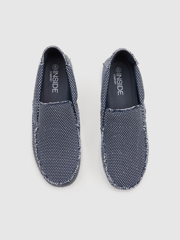 Canvas and nylon sport loafers blue zenithal view