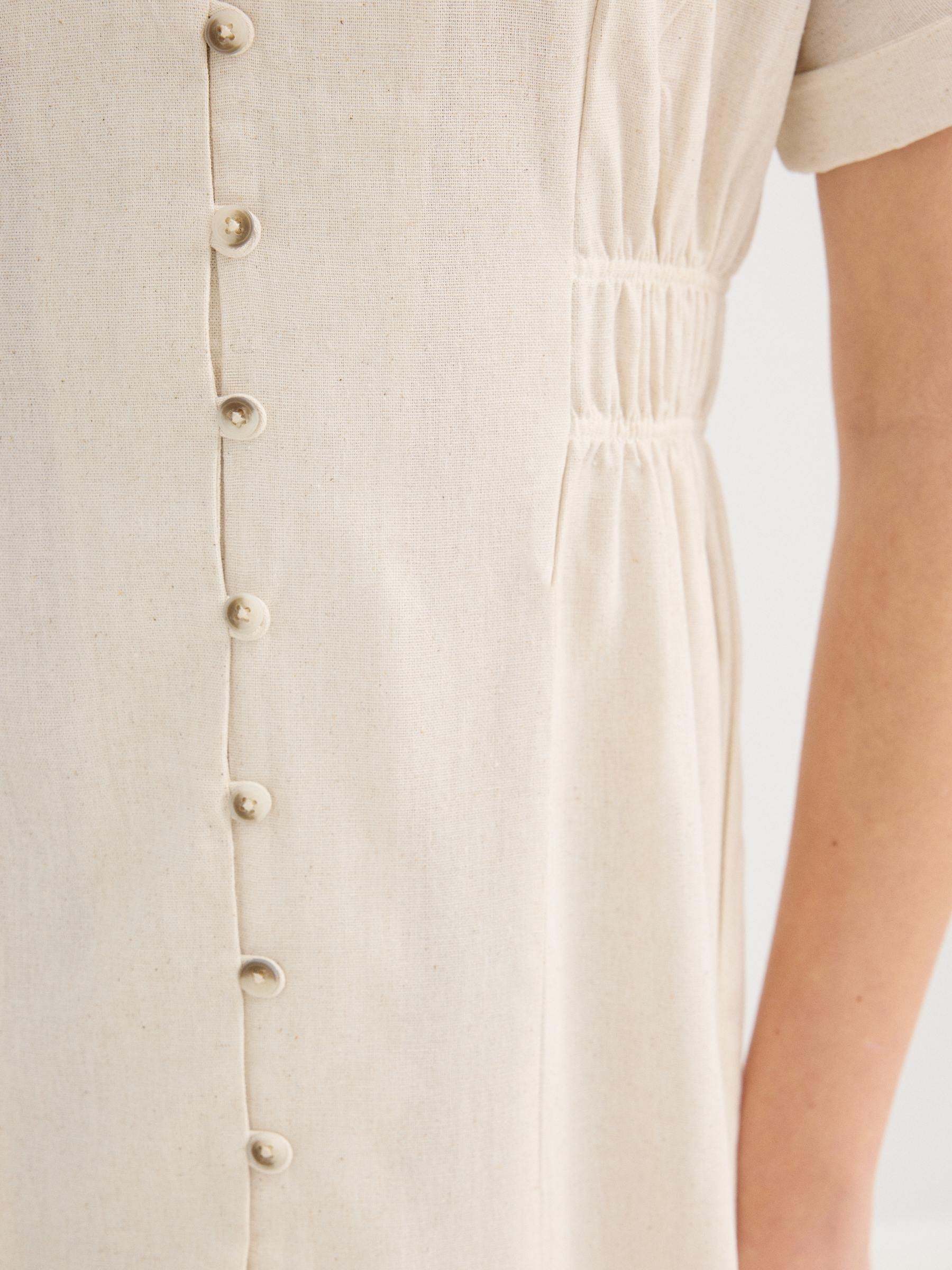 Linen midi shirt dress