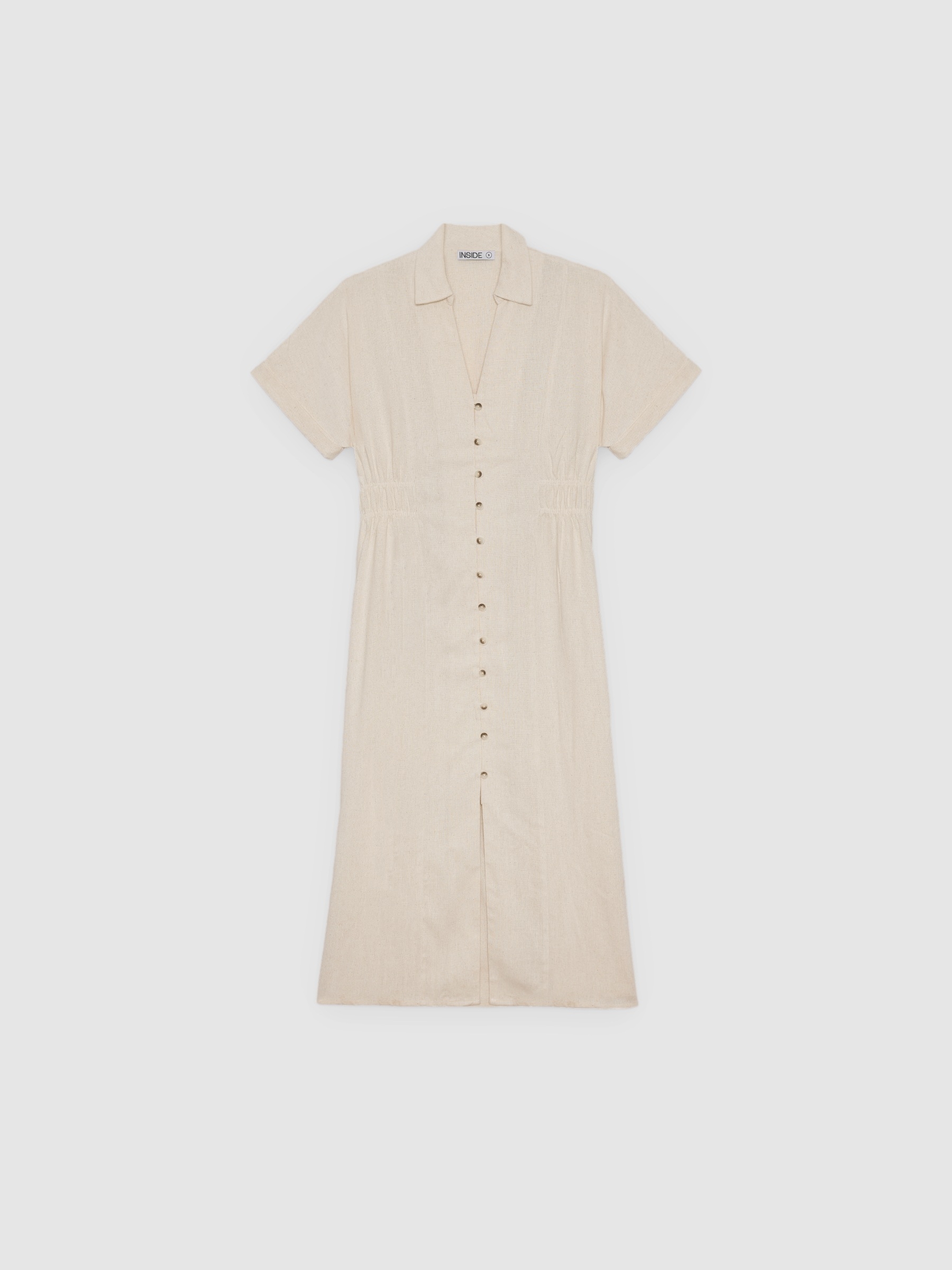 Linen midi shirt dress