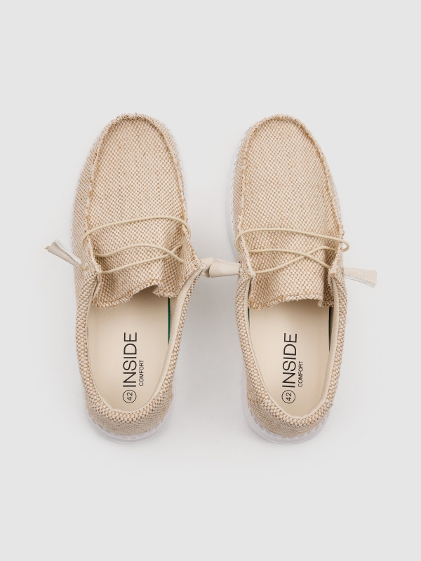 Beige canvas sports sand zenithal view