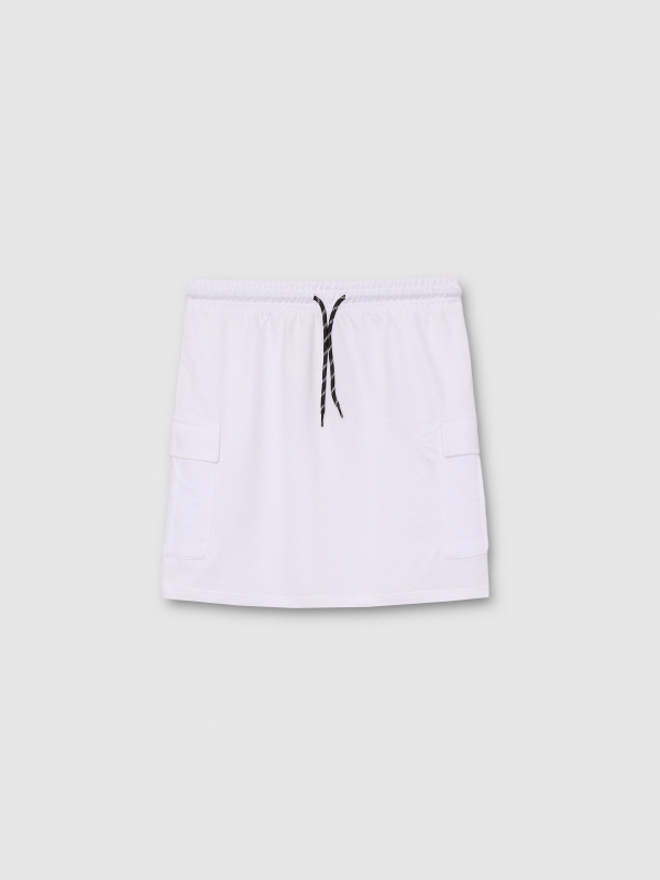  Falda mini cargo de algodón blanco vista frontal