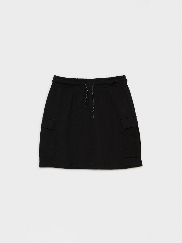  Falda mini cargo de algodón negro vista frontal