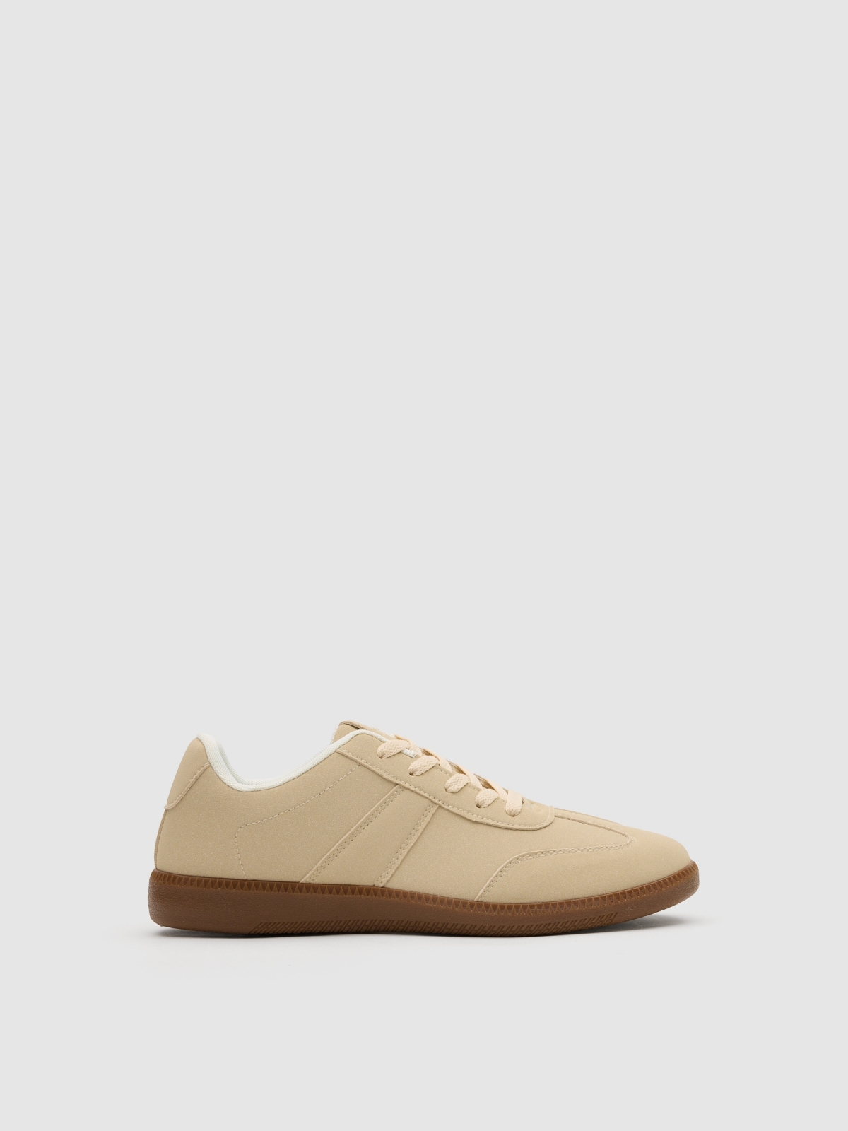 Synthetic leather sports shoes with rubber sole beige