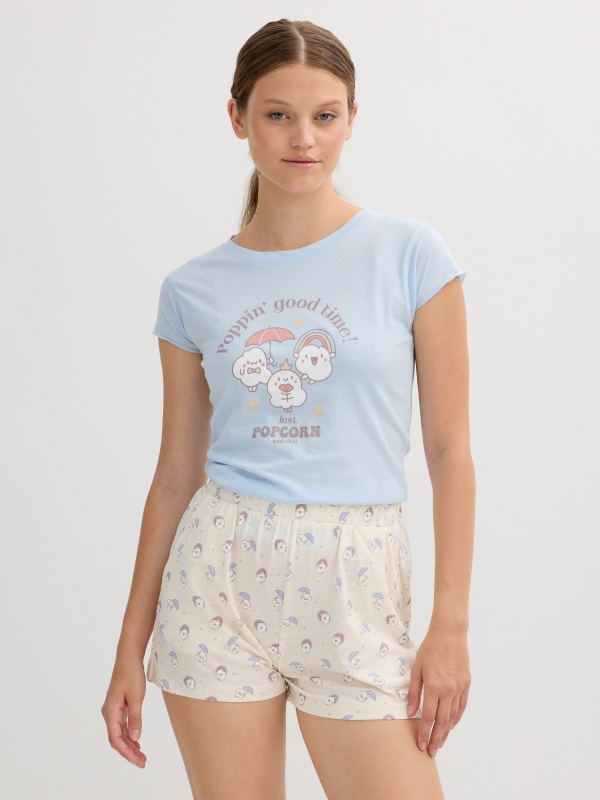 Pijama algodón blanco roto vista media trasera