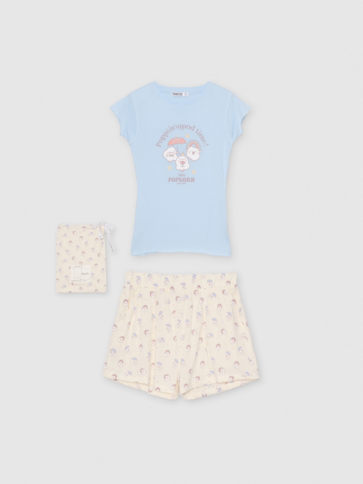 %Pto% Pijama algodão off white vista frontal parte superior