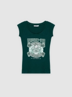 %Pto% Camiseta ramen algodón verde oscuro vista frontal